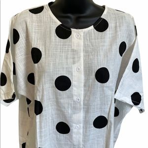 MISSLOOK Polka Dot Button Down Shirt Tunic XL NWOT